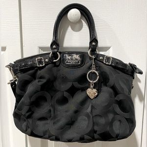 Coach black purse/bag silver detail chain logo